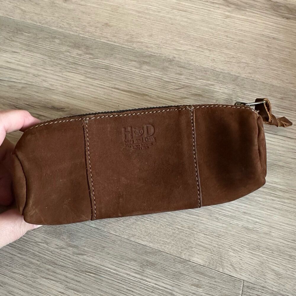 Soft Bourbon Brown Rustic Cylinder Nubuck Leather Zip Pencil Case Hide & Drink
